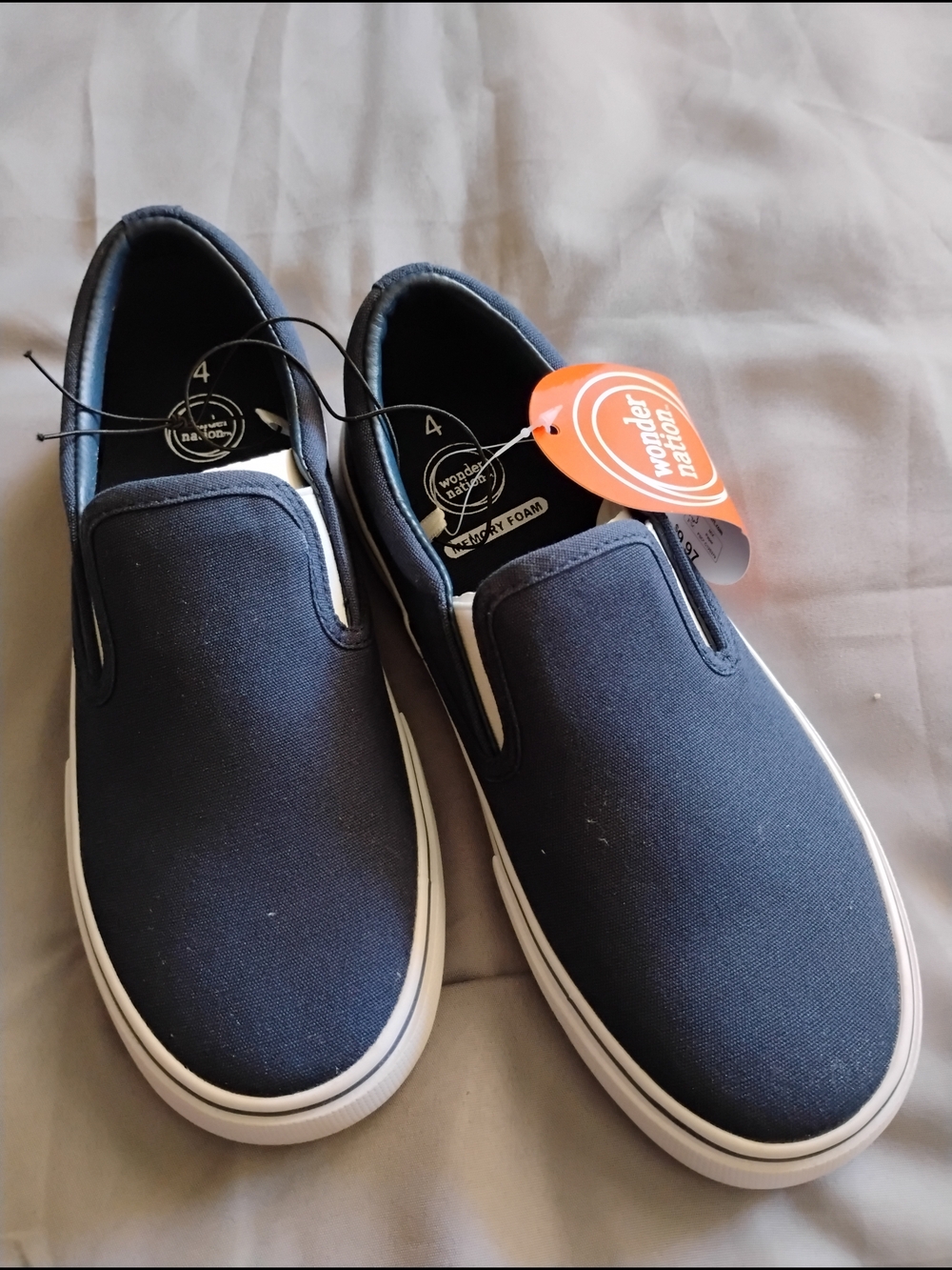 Wonder Nation Navy Slip-On Canvas Sneakers